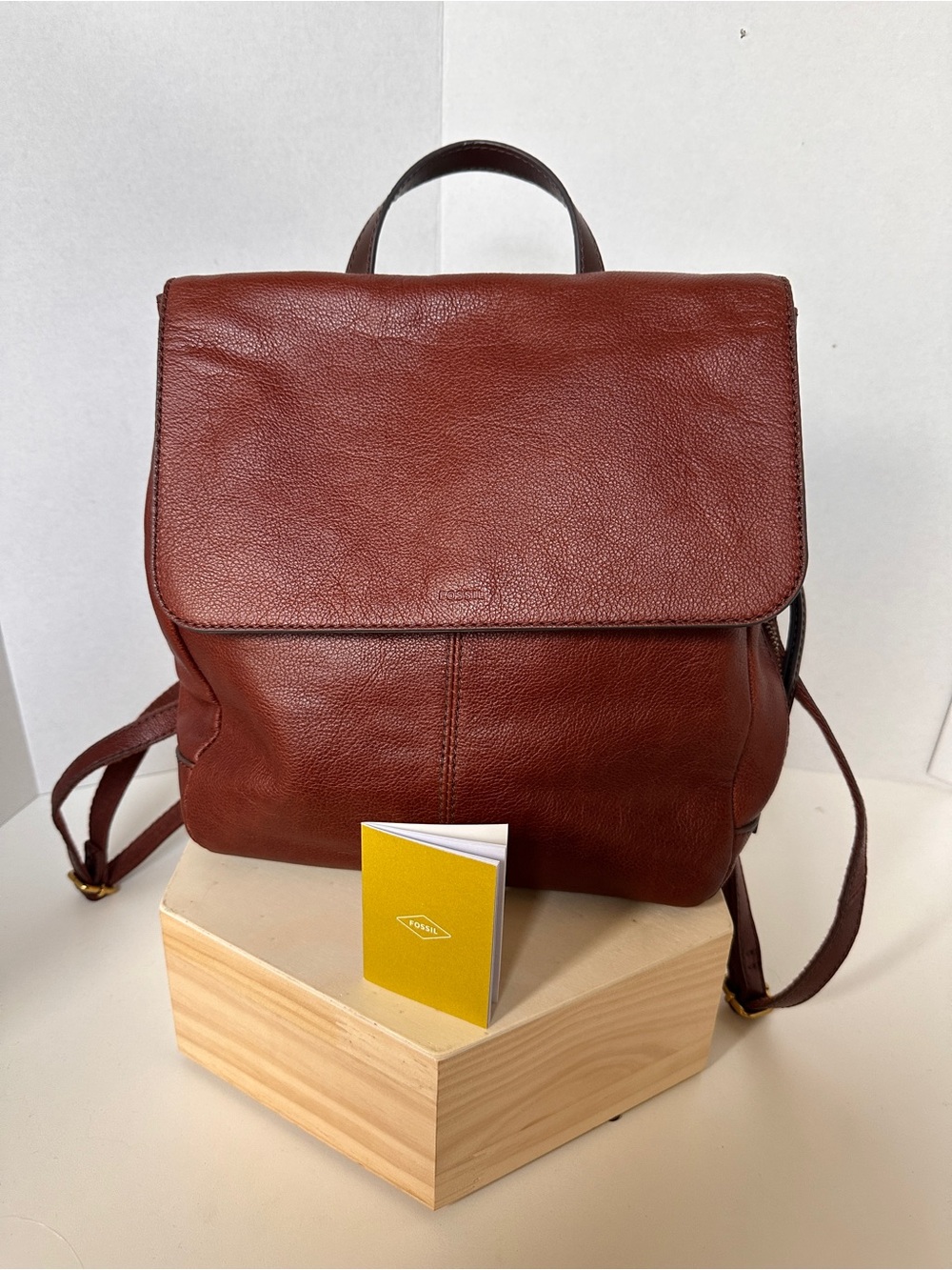 Fossil Claire Leather Backpack in Brandy Brown - NWOT - Picture 2 of 9